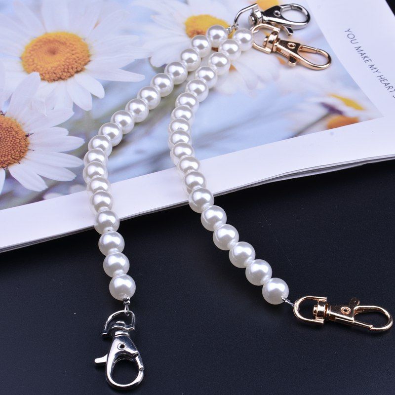 Elegante tracolla per borsa con catena di perle da 10 mm - Accessorio regolabile per borsa a tracolla con gancio oro/argento (lunghezze multiple)_voghion.com