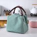 Fashionable and Minimalist Striped Bento Bag Insulated Bag Oxford Cloth Waterproof Large Picnic Bag Striped Lunch Bag_voghion.com