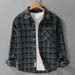 Trendy Plaid Long Sleeved Shirt For Men, Fashionable And Versatile, Artistic And Casual, Loose Brushed Top Jacket_voghion.com