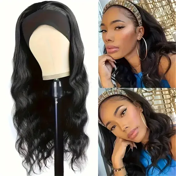 Parrucca con fascia per capelli ondulati Parrucche per capelli umani per donne Parrucche per capelli Remy brasiliane realizzate a macchina_voghion.com