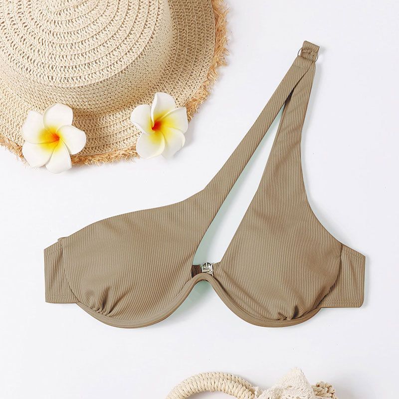 Verve 2025 Solid Color Sexy Triangle Women's Two-Piece Swimsuit Single Shoulder Beach Bikini_voghion.com