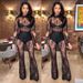 Women's lace see-through sexy nightclub plus size romper_voghion.com