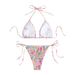 Happybuyner 2Pcs ženske plavalne bikini obleke brez rokavov, viseči ovratnik, cvetlični nedrček, plavalne majice, komplet kratkih kopalk_voghion.com