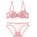 Completo reggiseno push-up Pure Desire a forma di cuore con ricamo floccato, piccolo seno, intimo da donna_voghion.com