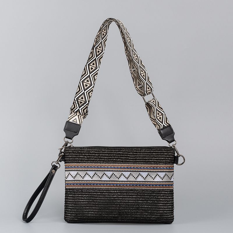 Borsa in tessuto intrecciato transfrontaliero ENSPT design di nicchia Borsa in paglia intrecciata in PP per donna Borsa a tracolla a mano squisita di fascia alta per donna_voghion.com