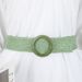 Fresh And Fashionable Elastic PP Straw Woven Wide Bohemian Style Round Buckle Decorative Dress Belt For Women_voghion.com