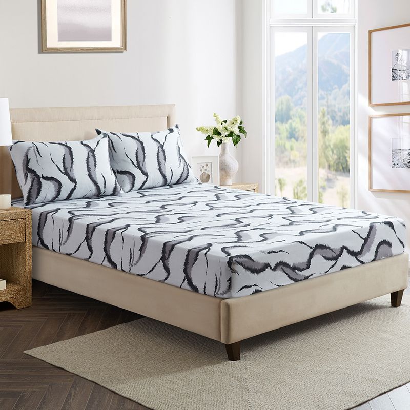 Animal Print Bedding Set Grey White Black Leopard 3D Polyester Sheets Fitted Duvet Cover Luxury Hotel Style Queen King Size Options_voghion.com