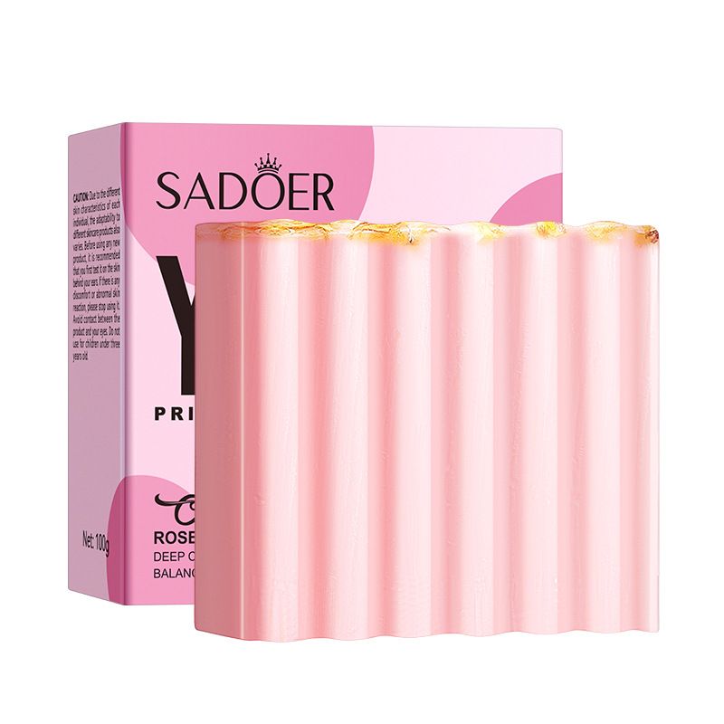 Soap SADOER Rose Private Pink Tender Cleaning Soap Bath Cleaning Oil Control Handmade Soap 100g_voghion.com