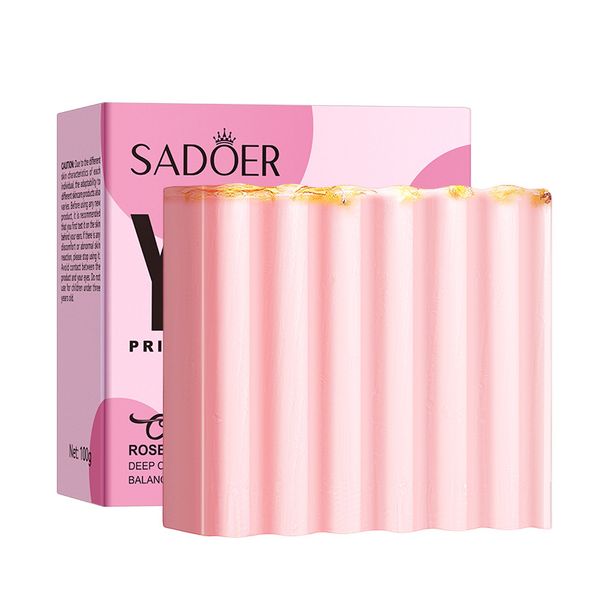 Soap SADOER Rose Private Pink Tender Cleaning Soap Bath Cleaning Oil Control Handmade Soap 100g_voghion.com