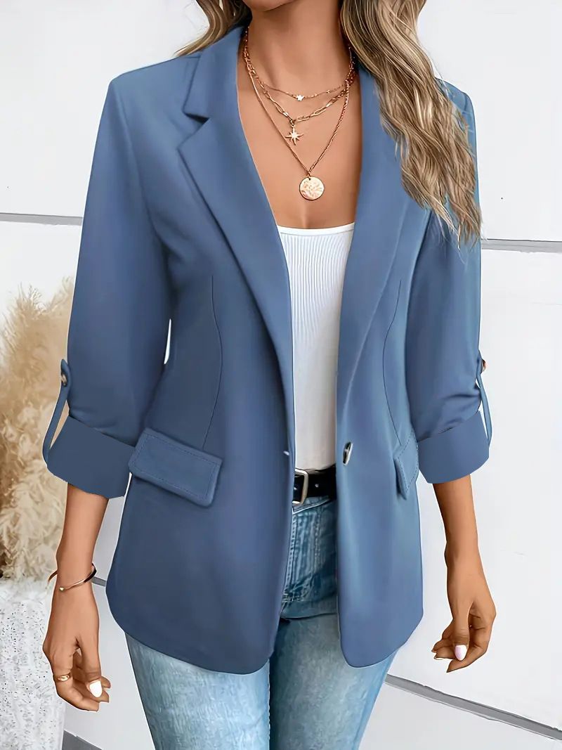 Damenbekleidung Mode Einfarbig Alle Match Langarm Anzug Jacke Damenbekleidung_voghion.com