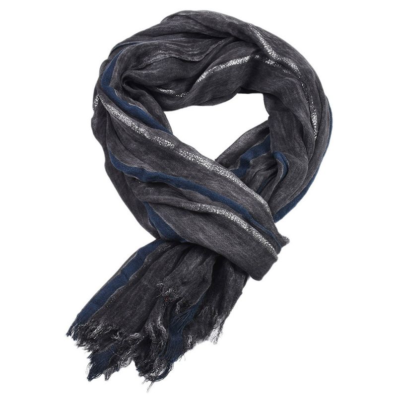 Unisex Men vintage literary gentleman gold silk striped scarf dirty dyed rayon scarf_voghion.com
