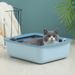 New Home Style Small Semi-Enclosed Box Color-Block Rectangular Litter Tray Anti-Splash Toilet Cat Supplies_voghion.com