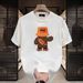 Rucksack Bär Unisex Sommer T-Shirt Kurzarm Halbarm Reine Baumwolle Vielseitiges T-Shirt Student Reine Baumwolle T-Shirt_voghion.com
