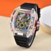 New light luxury gradient color crystal transparent rotating tourbillon non-mechanical calendar quartz watch_voghion.com