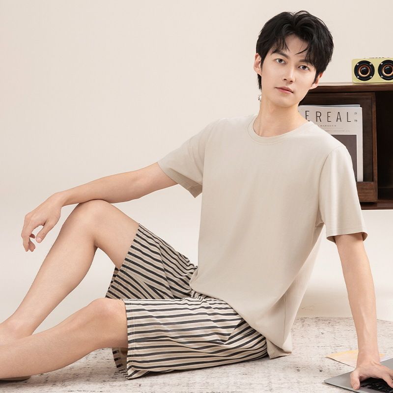 Set di pantaloncini estivi a maniche corte in puro cotone da uomo 2025: sottili, casual e adatti all'aria aperta - XL_voghion.com