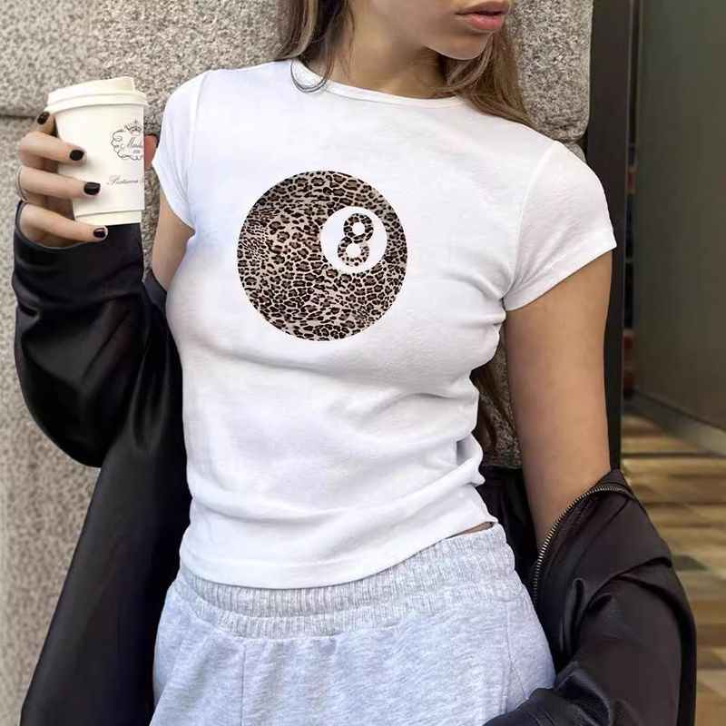 Leopard Print Billiards Size 8 Printed Fashionable T-shirt_voghion.com