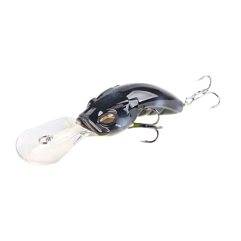 Wide Tongue Version Deep Diving ABS Rock Minnow 10.4cm14.5g Ringing Beads + Enhanced Three Hooks Simulation Worm Type Bait_voghion.com