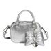 Einfache multifunktionale weiche Leder Mini Silber kleine Handtasche Umhängetasche Fashion Hundred Freizeit täglich_voghion.com