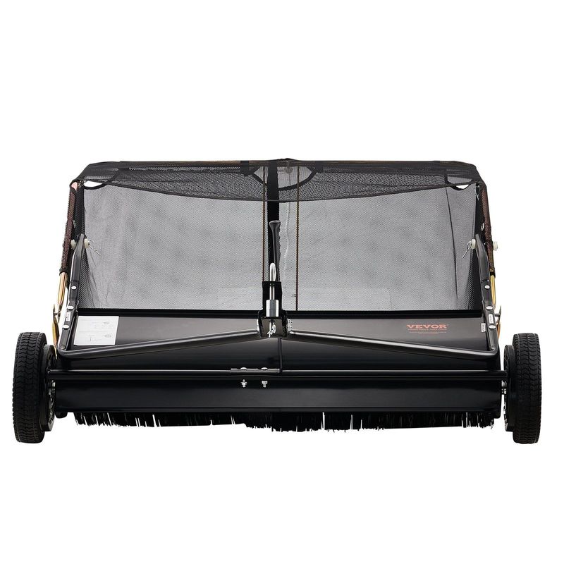 VEVOR 42 Inch Lawn Sweeper Tow Behind, 12 Cu.ft. Large Pull Behind Grass Sweeper, Heavy Duty Leaf & Grass Collector With Dumping Rope Design, Adjustable Sweeping Height For Picking Up Debris & Grass_voghion.com