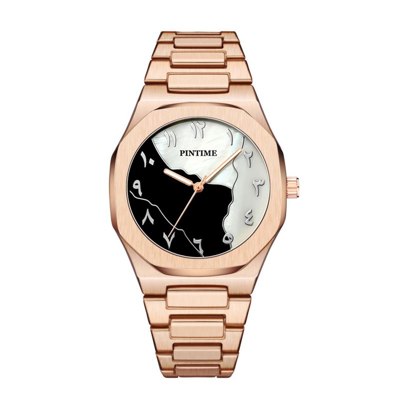 PINTIME/Pinshi Erkek Arap Rakamı Kabuk Yüz Moda Trendi Kuvars Saat_voghion.com