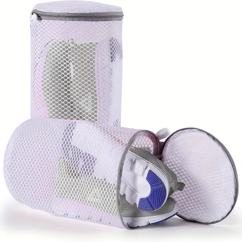 2 große Schuhwaschbeutel, grau, Wabengewebe, Netz-Wäschebeutel, 17,8 x 38,1 cm, für Turnschuhe, Turnschuhe, Hausschuhe_voghion.com