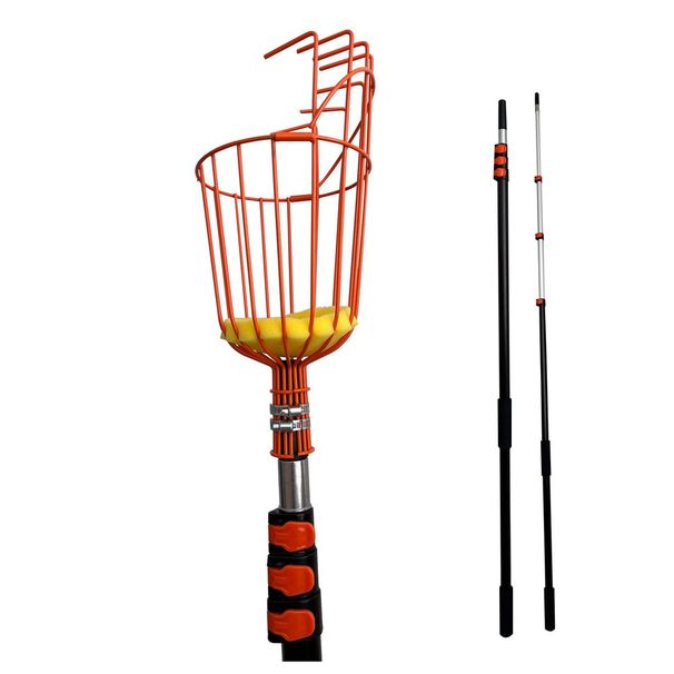 12 FT Picker With Telescoping Extension Pole, Reach Aluminium Telescoping Pole, Telescopic Fruit Tree Picker Tool For Picking Orange Mango Avocado L_voghion.com