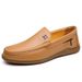 New Men's Fashion Casual Leather Top Layer Cowhide Sole Soft Surface Loafers Non-Slip Flat Driving Dad Shoes_voghion.com