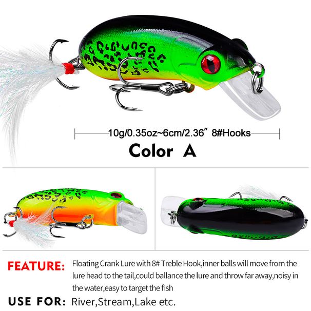 New 10G 9 Colors Mini Fat Bait 6.2cm Rock Fishing Lure DW1109_voghion.com