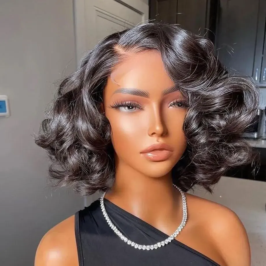 Bob Perücke Salz Pfeffer Farbe Lace Closure Body Wave Lace Front Perücke Glueless Perücken Echthaar_voghion.com