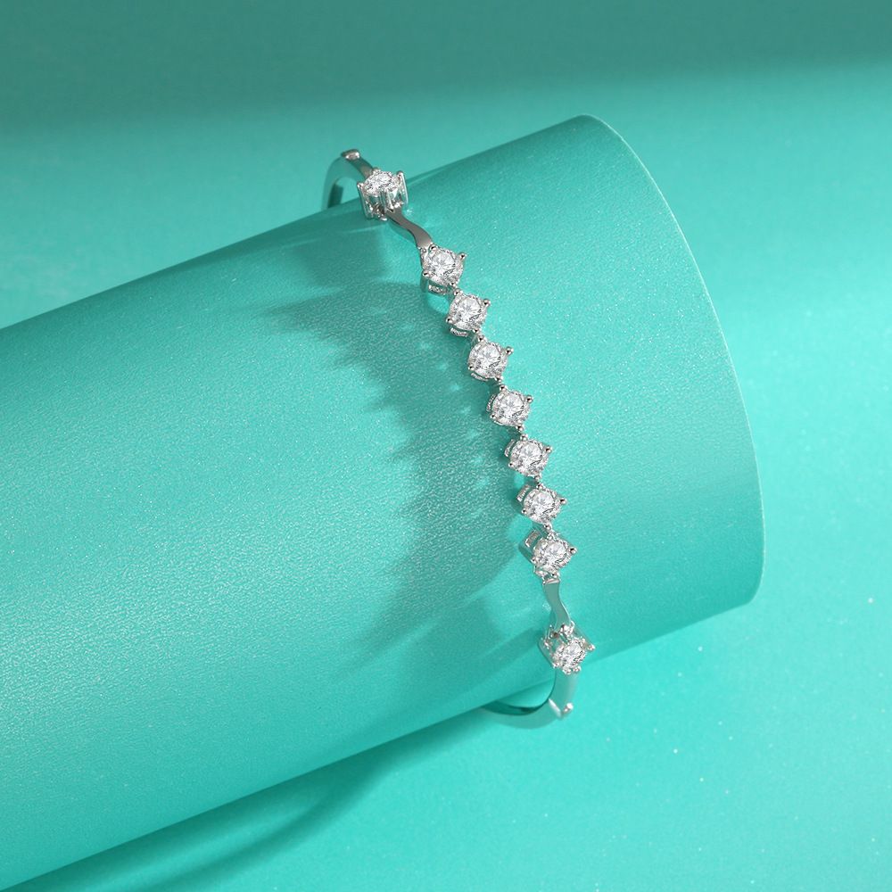 Bracciale in argento sterling con moissanite, moda leggera e di lusso, temperamento semplice del fiume Senna, braccialetto alla moda squisito_voghion.com