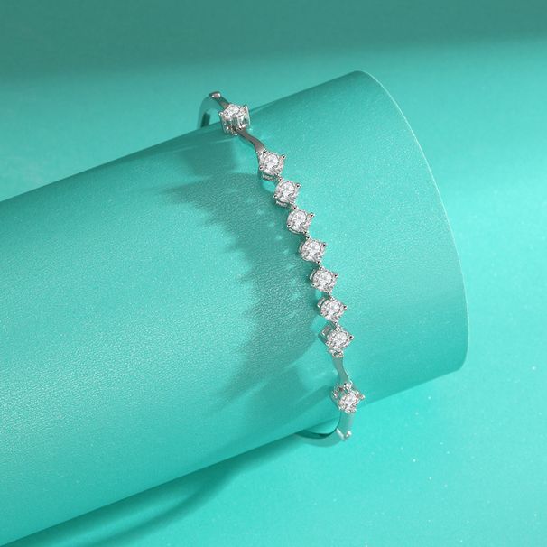 Bracciale in argento sterling con moissanite, moda leggera e di lusso, temperamento semplice del fiume Senna, braccialetto alla moda squisito_voghion.com