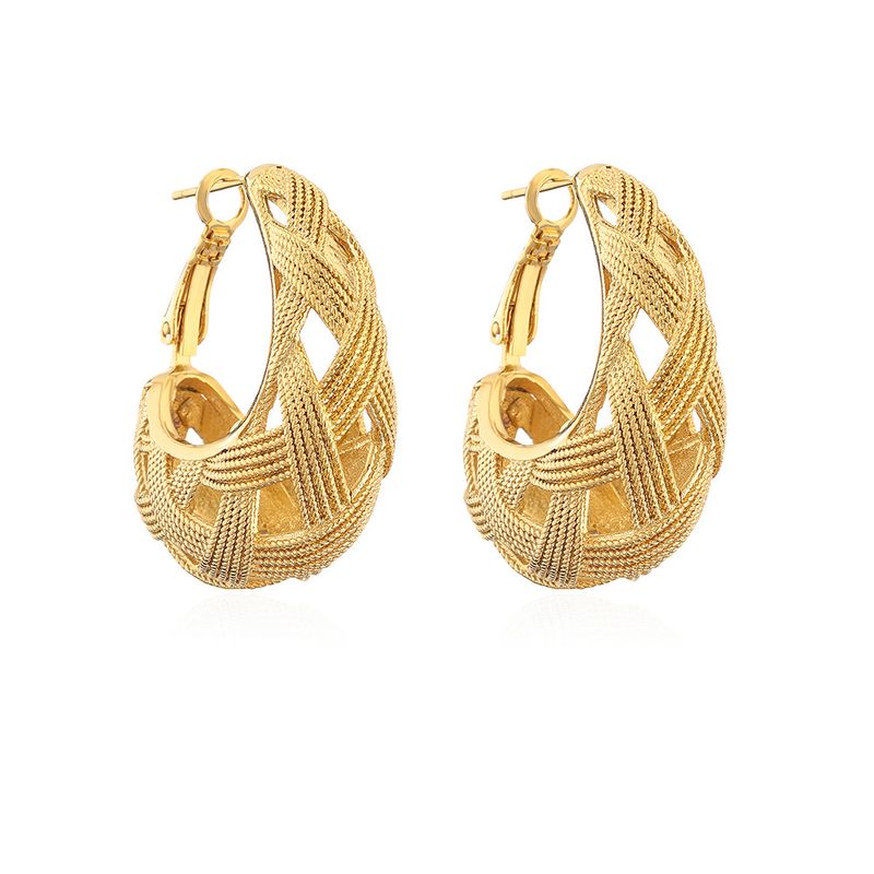 Pendientes de estilo australiano con diseño exagerado de oro genuino bañado en cobre para mujer, personalidad de nicho, nuevos y modernos_voghion.com