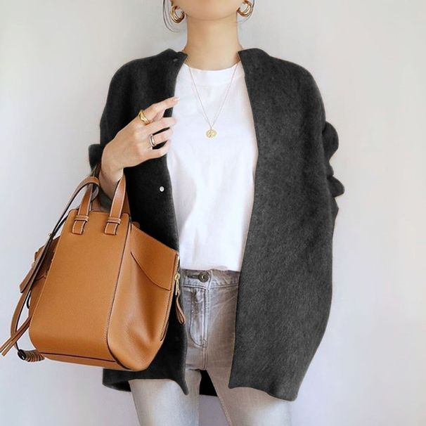 Abbigliamento Donna maglione di lana da donna autunno e inverno nuovo cappotto medio e lungo maglione tinta unita_voghion.com