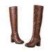 【Pre-sale | Ships In 15 Days】Fall Round Head Thick Heel High Heel Side Zipper Boots Woman_voghion.com