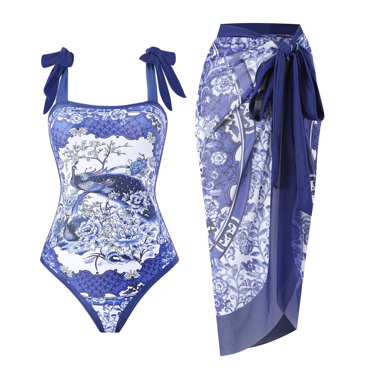 Women's Clothing Two Piece Skirt Multi Color Print Sexy Bikini Set_voghion.com