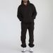 Men's Winter Tracksuits Set Solid Color Fleece Long Sleeve Sweatsuit Set Hoodies And Pants Running Sports Suits_voghion.com