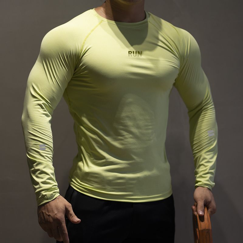 Men's Clothing bottoming men's high elastic spring and autumn sports running long sleeved T shirt fitness mountaineering tide_voghion.com