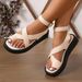 Damenschuhe Sommer Neue große Größe Dickbesohlte Casual Clip Toe Runde Toe Strandschuhe Ring Fußschnalle Damensandalen_voghion.com