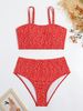 Bikini-Set mit hoher Taille in Übergröße – Badeanzug mit Blumenmuster und Punkten für Damen, Bauchkontrolle, zweiteilige Bademode mit verstellbaren Bändern_voghion.com