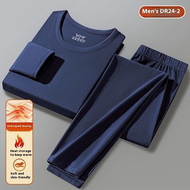 Vestiti 2024, girocollo, biancheria intima comoda e calda bifacciale, set da uomo, pantaloni autunnali ispessiti in velluto tedesco,_voghion.com