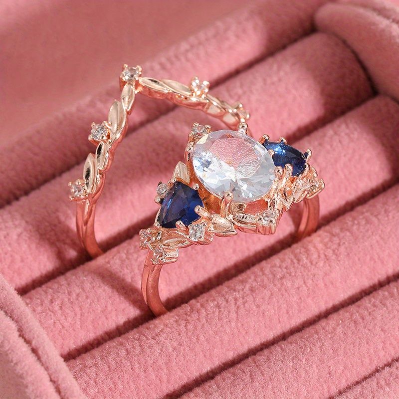 Zweiteiliges Set Eleganter Zirkonia-Ringe für Damen – Perfekt für Partys und andere Anlässe – Geschenkidee – Damenschmuck_voghion.com