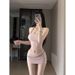 Pure Desire Sexy Halter Off-Shoulder Crop Top For Women Spring New Slim Fit Hot Girl Short Bodycon Skirt Set_voghion.com
