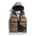 Men's Autumn Winter Warm Hooded Loose Solid Color Public Version Sleeveless Jacket PU Cotton Vest Graphite_voghion.com