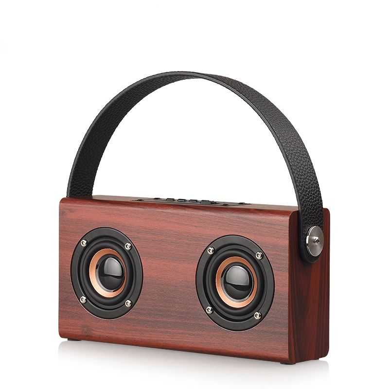 D10 Bluetooth 4.2 Portable Wooden Handheld Bluetooth Speaker(Red Wood Texture)_voghion.com