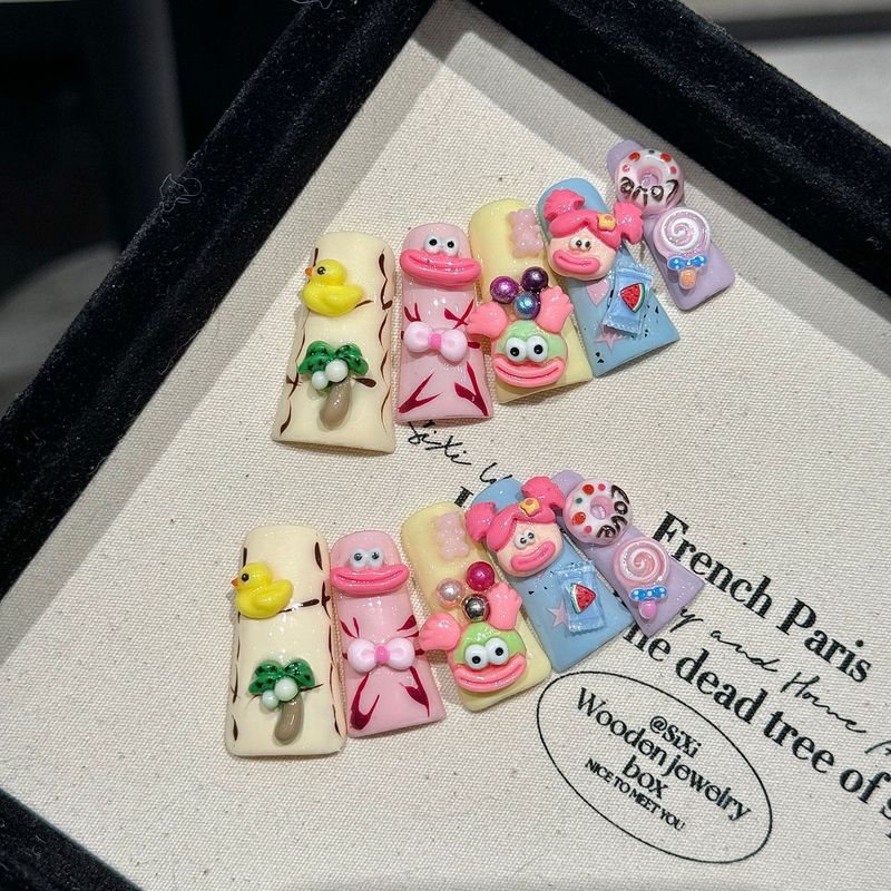 Ilu ja tervis Duckbill küünekunst dopamiinist plastist stiilis suured suuga puhtad käsitsi valmistatud kantavad küünekleebised_voghion.com