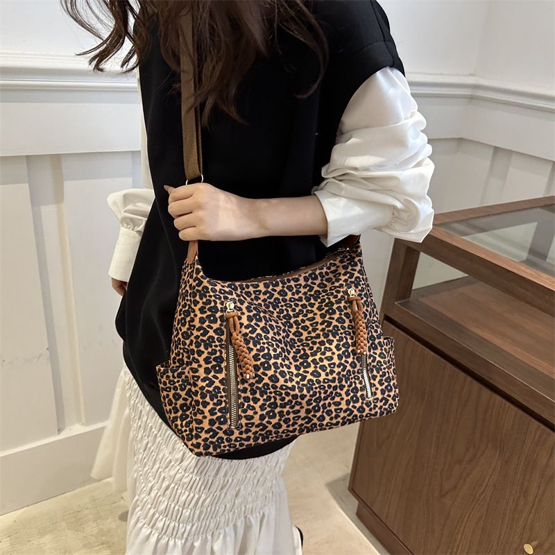Borsa tote alla moda da donna, borsa a tracolla con stampa leopardata di grande capacità, borsa a tracolla versatile, borsa da pendolare da tenere sottobraccio_voghion.com