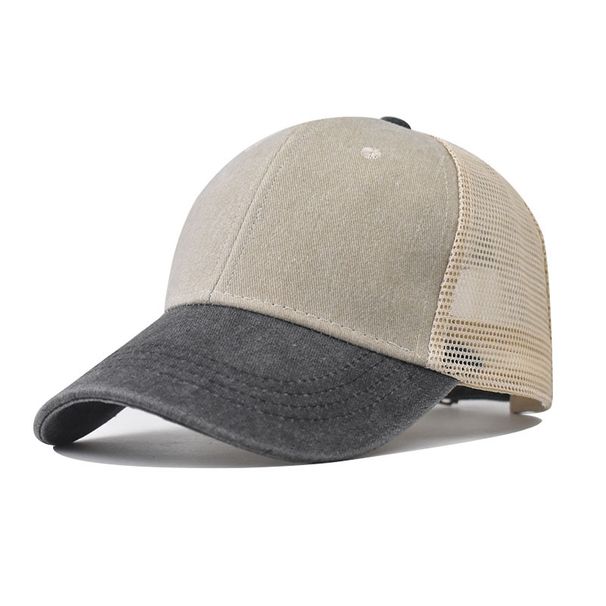 Nuovo berretto da baseball lavato vecchio con blocchi di colore, berretto a becco d'anatra personalizzato e versatile_voghion.com