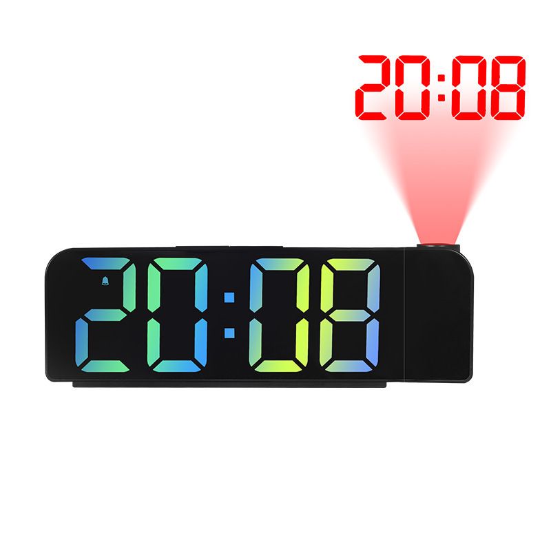 Alarm Clocks LED New Simple Projection Large Font Color Display Electronic Digital Alarm Clock With Temperature_voghion.com