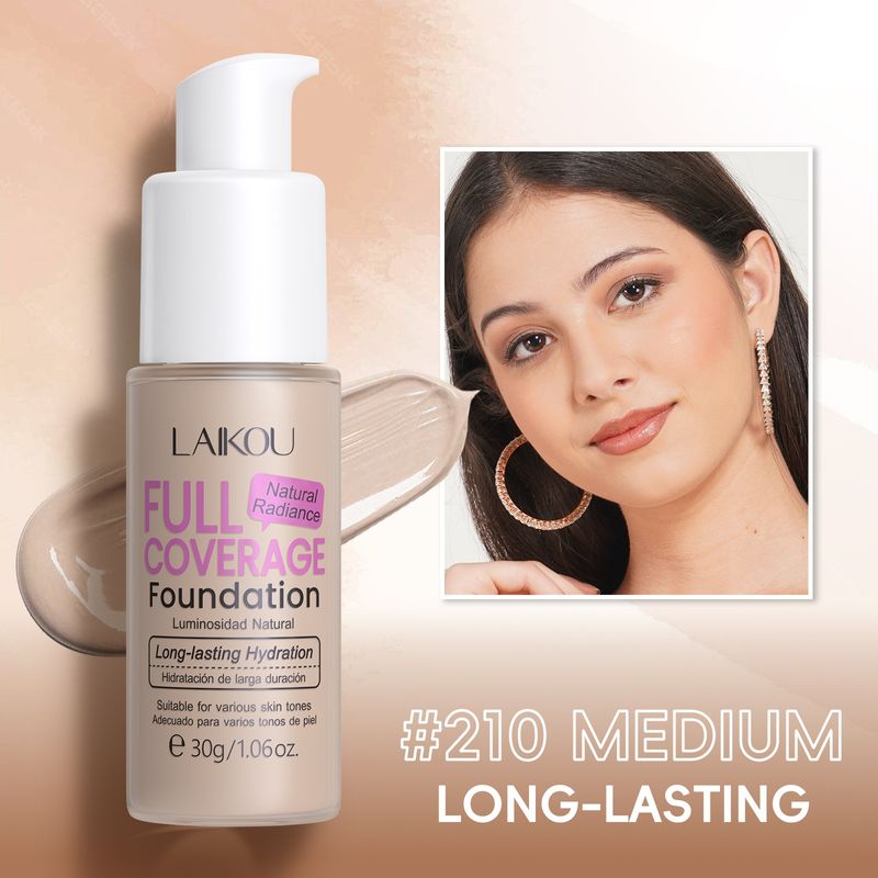 LAIKOU voll deckende feuchtigkeitsspendende Flüssigfoundation 30 g aufhellend, schwer zu entfernendes Make-up, Concealer und wasserfest_voghion.com