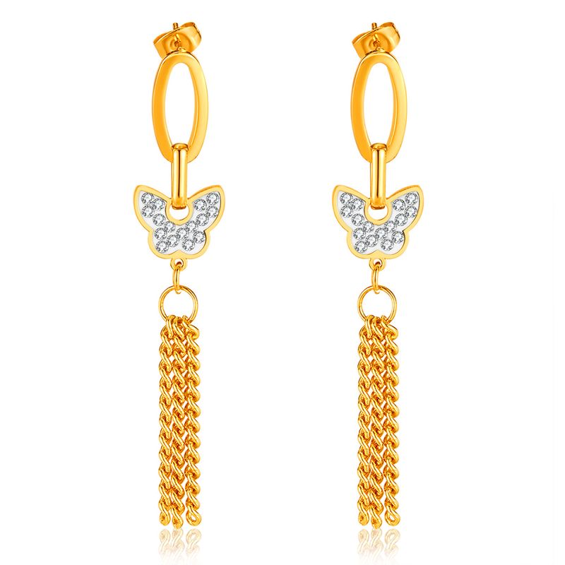 1 paio di eleganti orecchini pendenti geometrici a forma di farfalla con placcatura irregolare in titanio e acciaio con zirconi_voghion.com